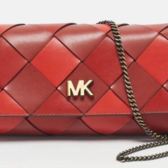 Michael Kors Red Woven Clutch Crossbody